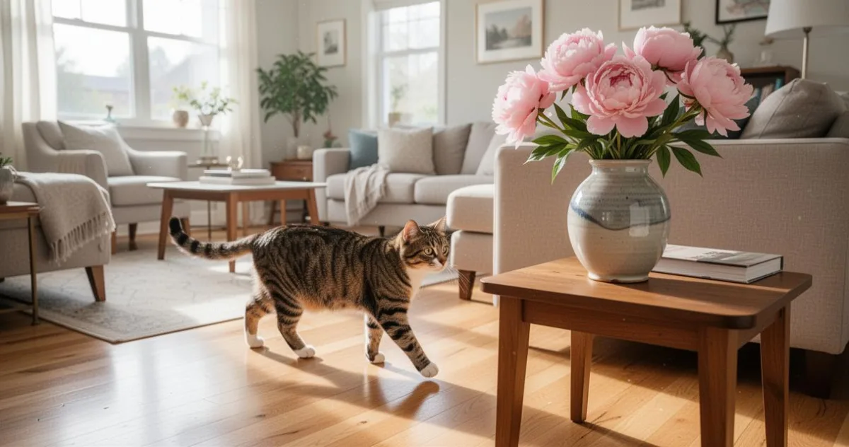 Mon chat a ingéré une pivoine : les réflexes santé pour éviter les troubles digestifs
