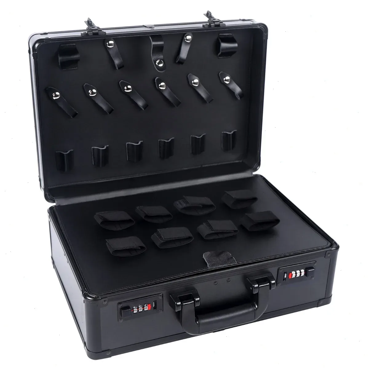 Boîte de rangement noire pour outils de coiffure