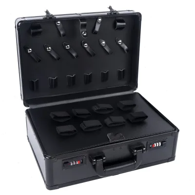Boîte de rangement noire pour outils de coiffure
