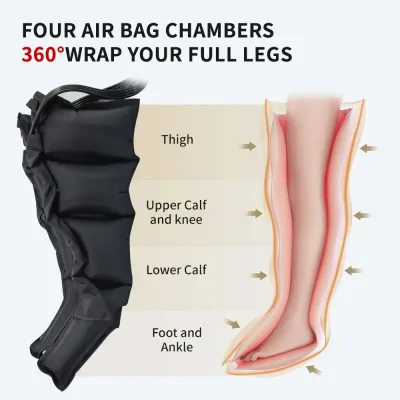 Bottes de massage à compression d'air noires – image 2