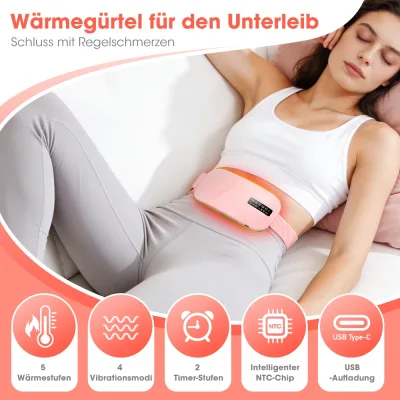 Ceinture chauffante rose sans fil avec vibration – image 2