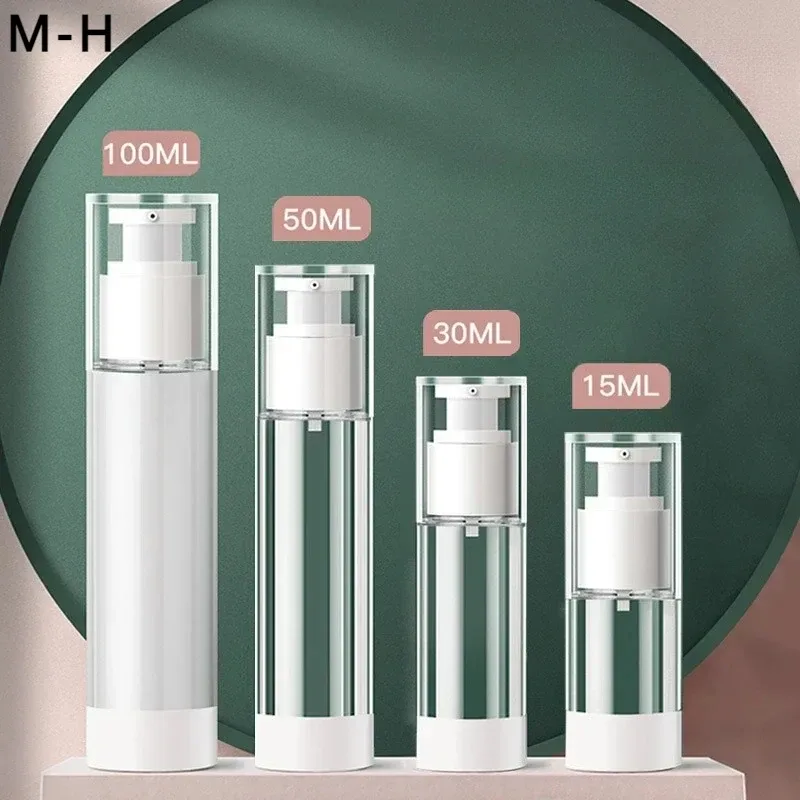 Flacon pompe sans air transparent rechargeable
