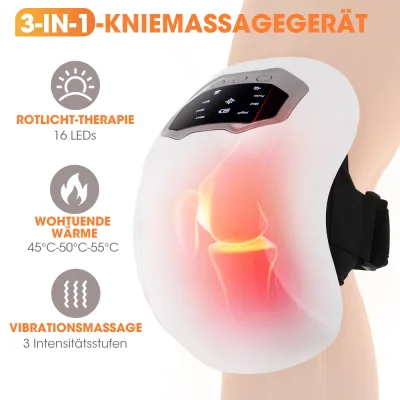 Genouillère chauffante à vibrations et lumière rouge