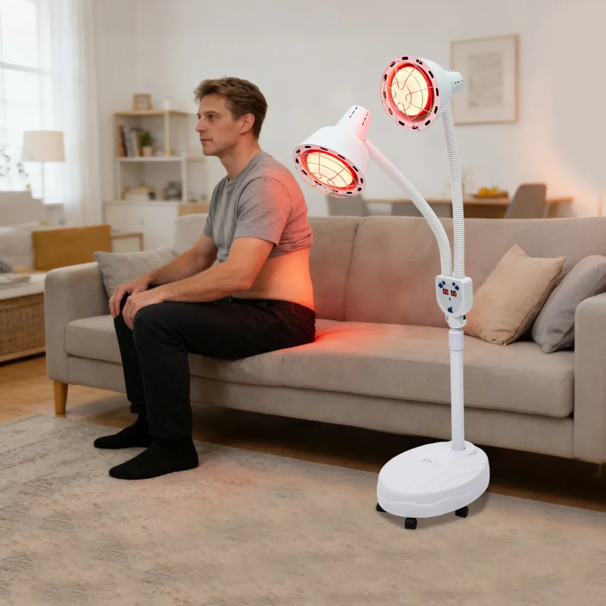 Lampe chauffante infrarouge double tête