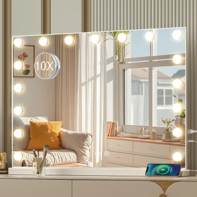 Miroir de maquillage à LED avec cadre – image 2
