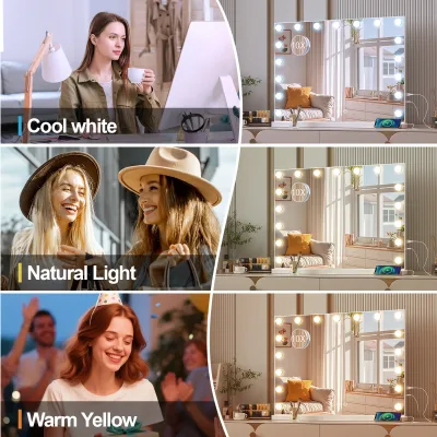 Miroir de maquillage à LED avec cadre – image 3