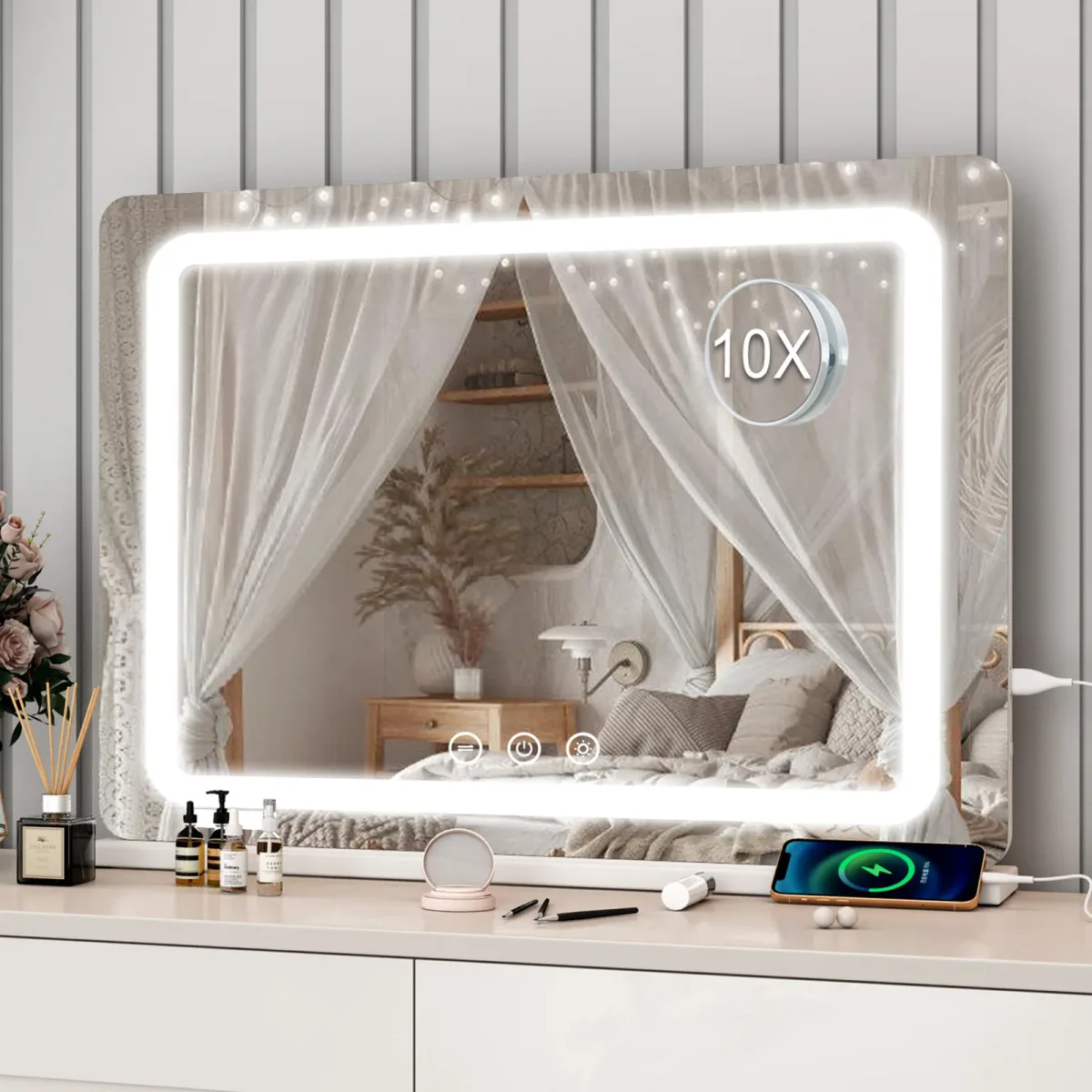 Miroir de maquillage lumineux à LED