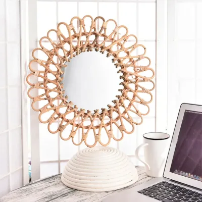 Miroir mural rond en rotin tressé, 40 cm – image 2