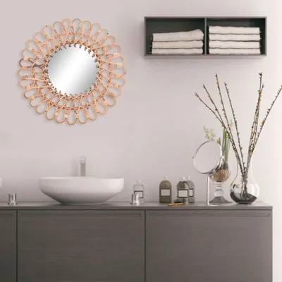 Miroir mural rond en rotin tressé, 40 cm – image 3