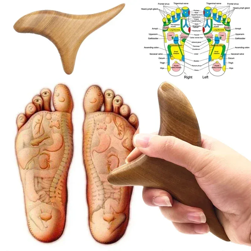 Outil de massage triangulaire en bois