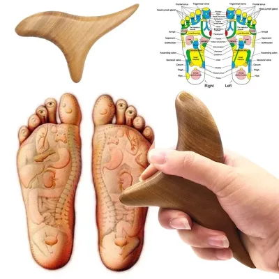 Outil de massage triangulaire en bois