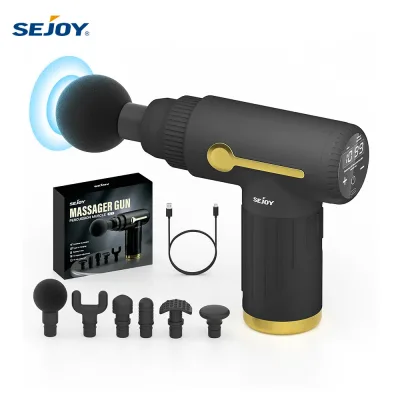 Pistolet de massage portable à 6 têtes, noir et bleu