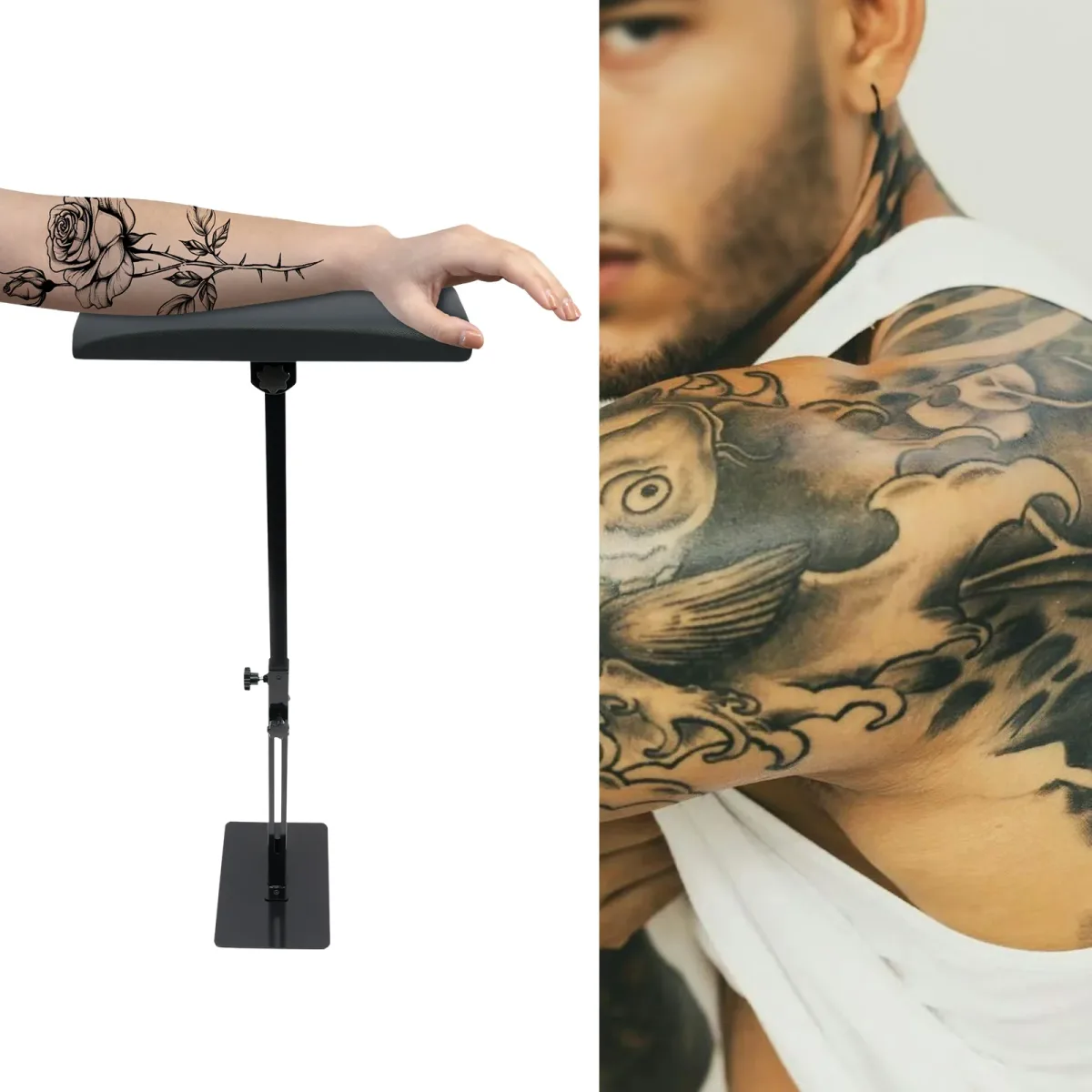 Repose-bras et jambes de tatouage réglable, noir